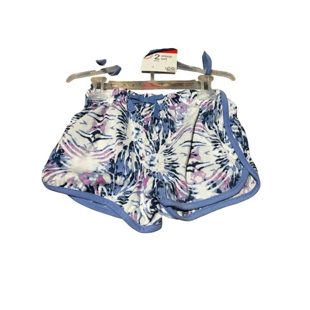 Wonder Nation 7/8 tie dye purple white shorts tank top pajamas pjs set  nwt